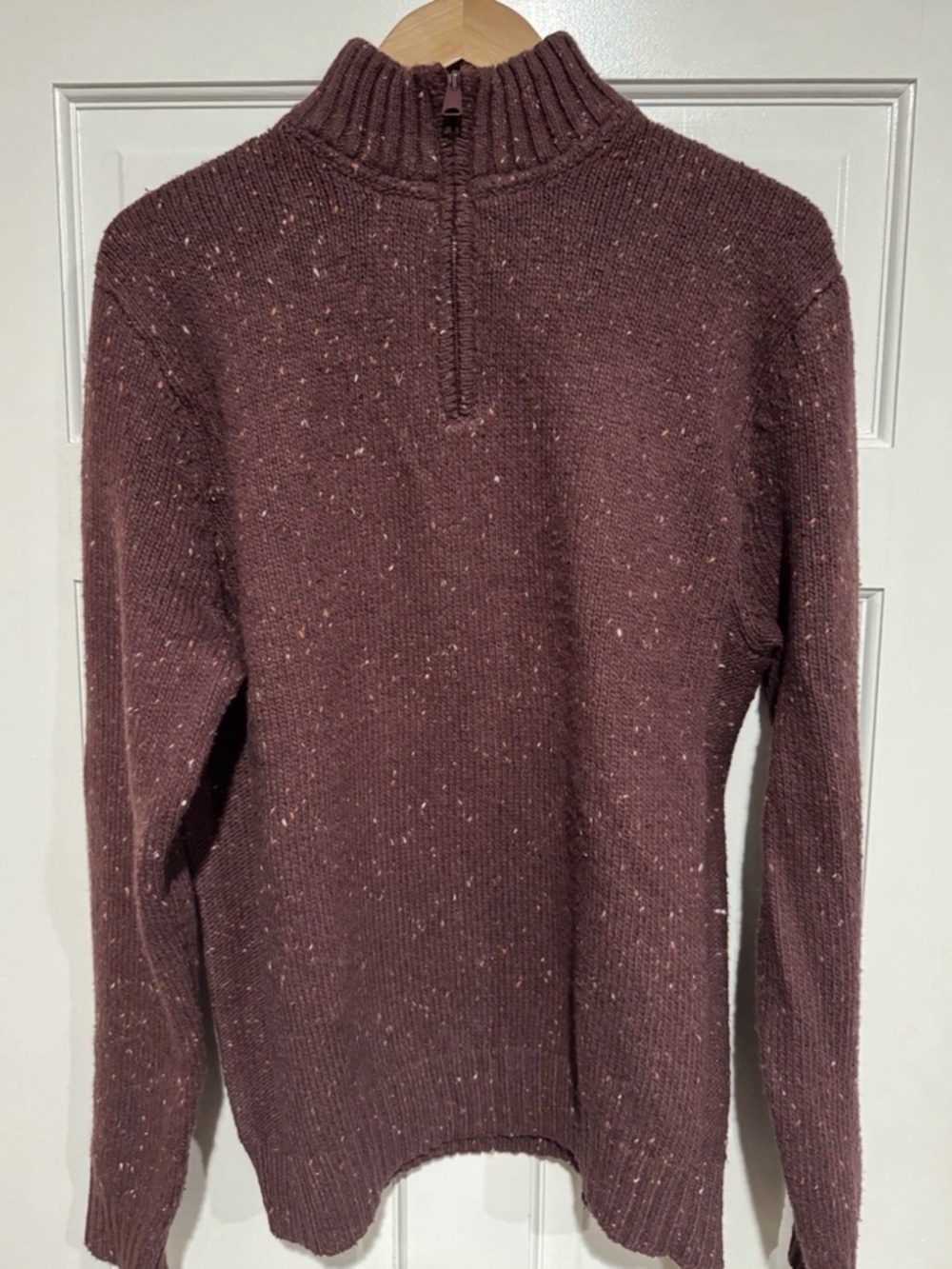NWOT Lucky Brand Men’s Marled Wine/Burgundy Half-Zip Sweater sz L Classic Preppy
